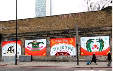 Marriage Proposal at the london Art Wall